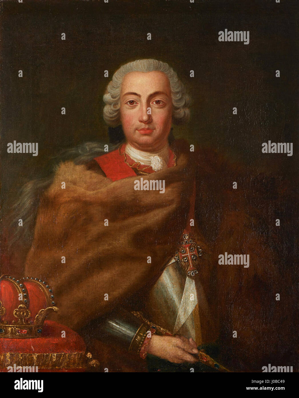 Retrato de D. Pedro III de Portugal - oficina europeia ou portuguesa do Século XVIII Foto de stock