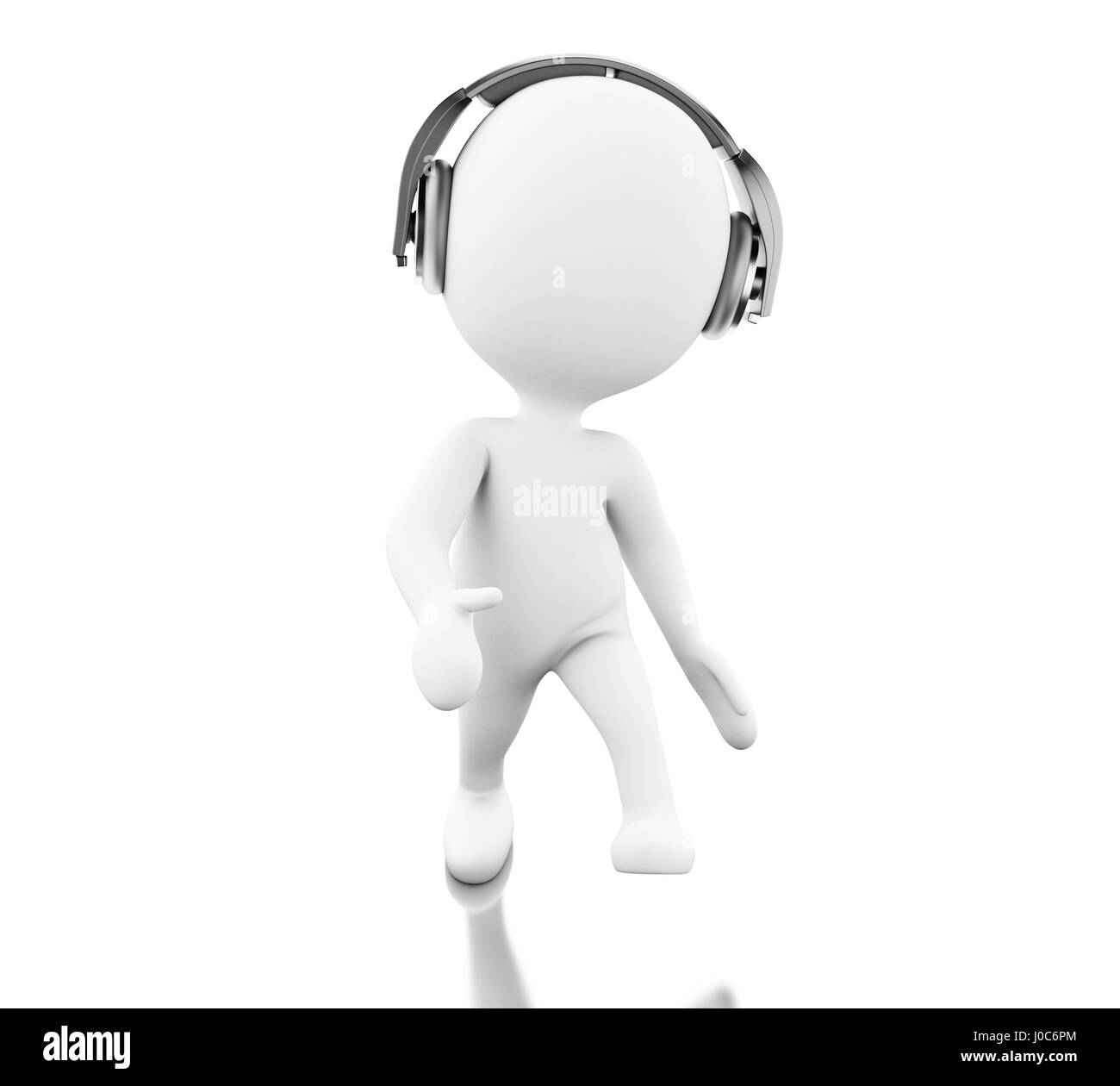 Ilustración 3d. La gente blanca escucha y disfruta de la música a través de  auriculares. Concepto de ocio en el estilo de vida. Fondo blanco aislado  Fotografía de stock - Alamy