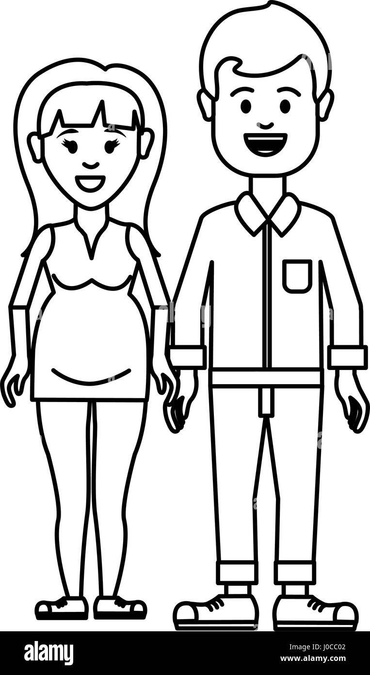 Figura pareja, hombre y mujer embarazada con peinado Imagen Vector de stock  - Alamy