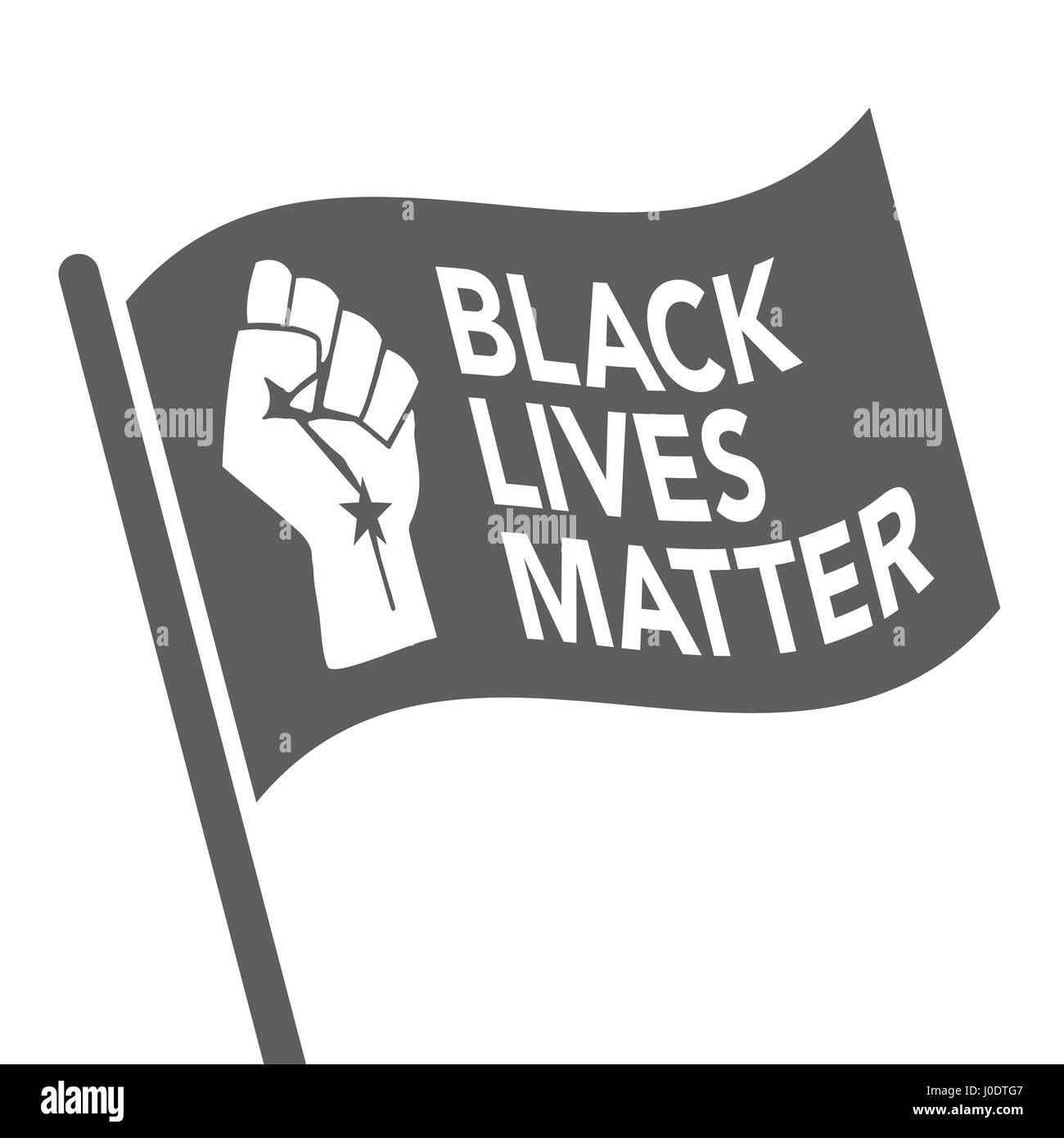 Vidas negro asunto ilustración con puño firme y bandera Ilustración del Vector