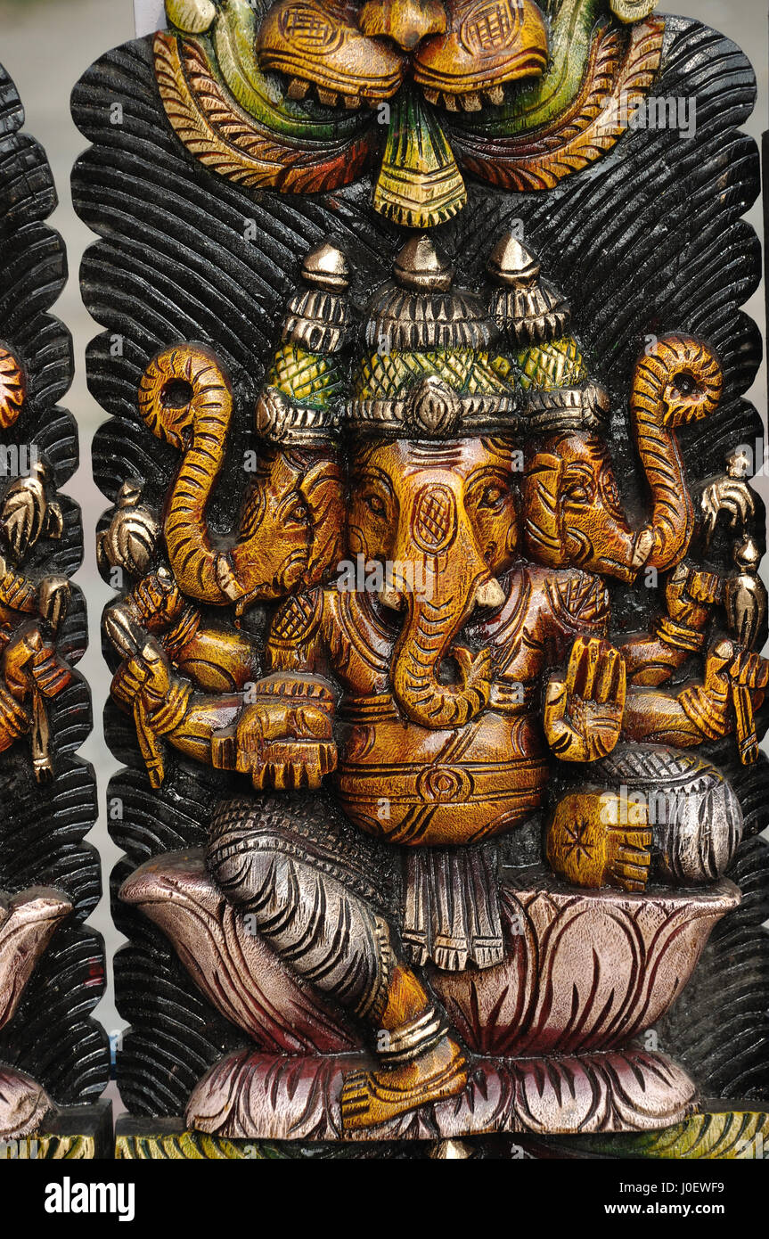 Ganesh estatua de madera, Andhra Pradesh, India, Asia Foto de stock