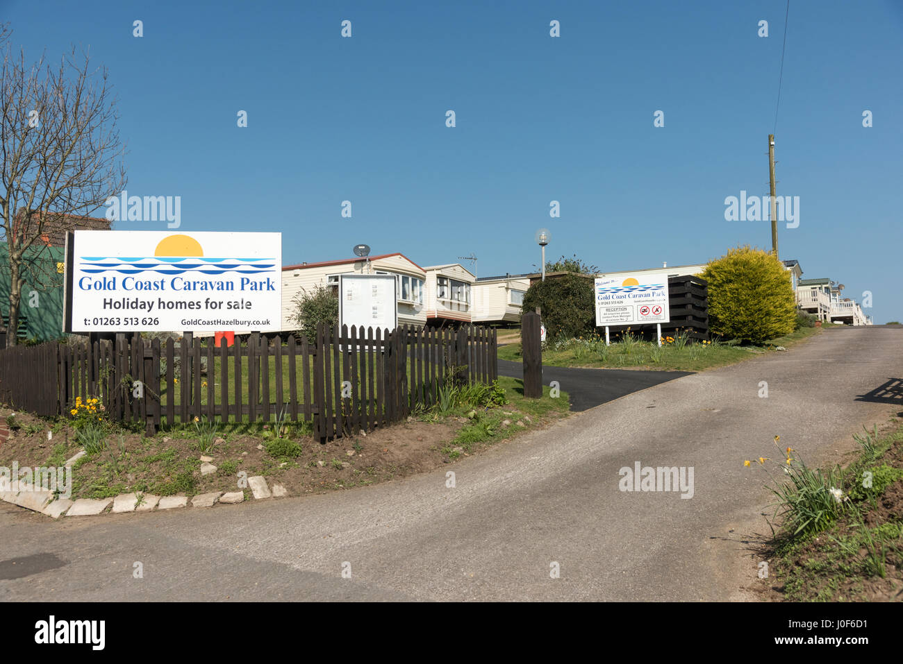 La entrada y signos en la Gold Coast Caravan Park East Runton Norfolk UK Fotografía de stock Alamy La entrada y signos en la Gold Coast Caravan Park East Runton Norfolk UK Fotografía de stock Alamy