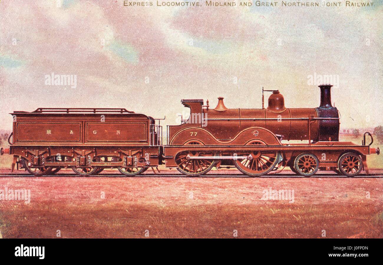 Locomotora nº 77: 4-4-0 Express, desde una pintura original por F Moore. Color Foto de stock