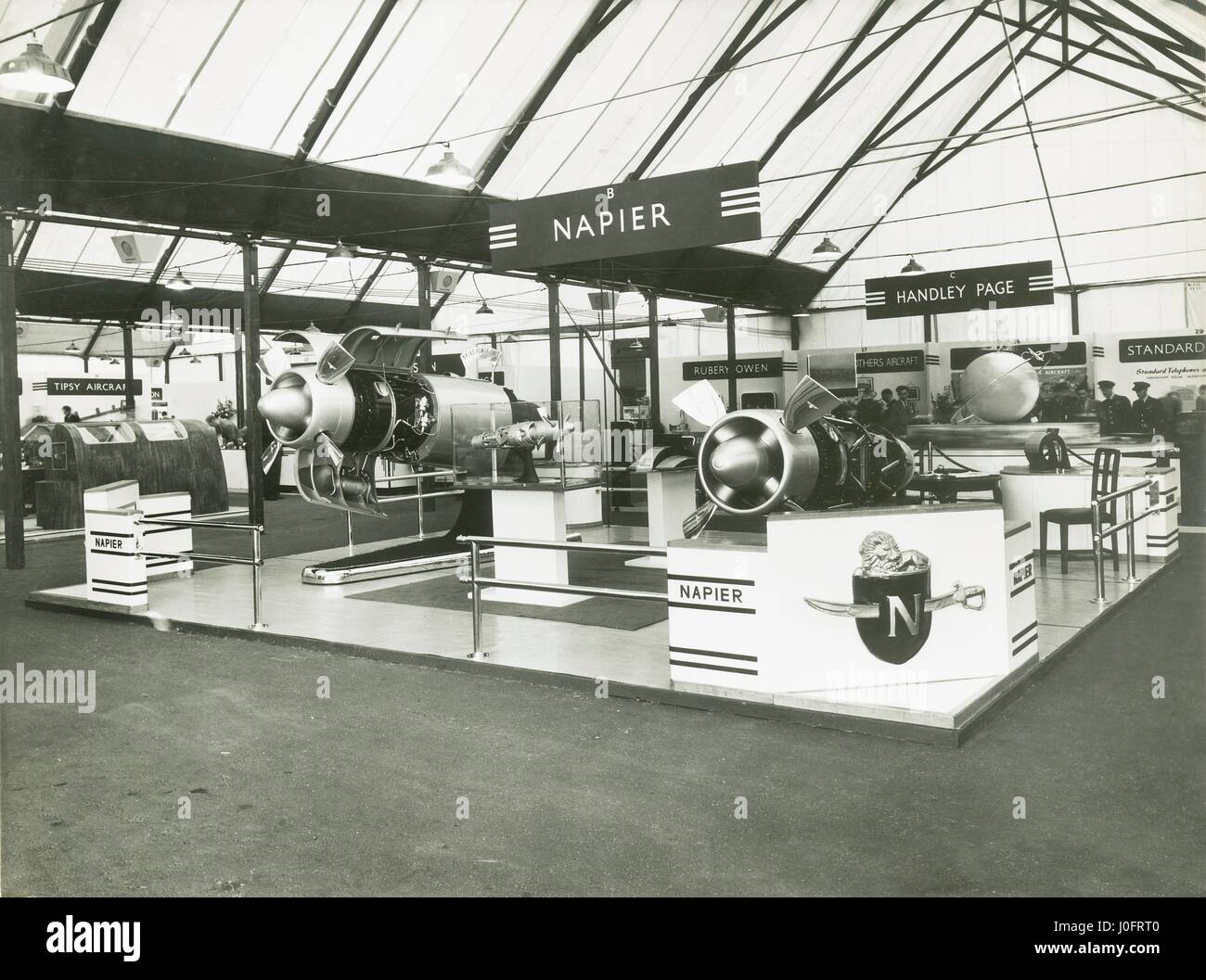 Náyade turbopropulsor en exhibición en el stand de Napier, Radlett Air Show, 1948 Foto de stock