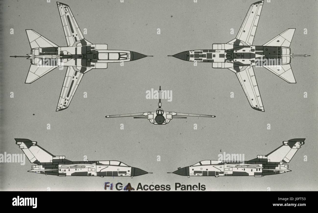 Diagrama de acceso panals sobre los aviones Tornado Foto de stock