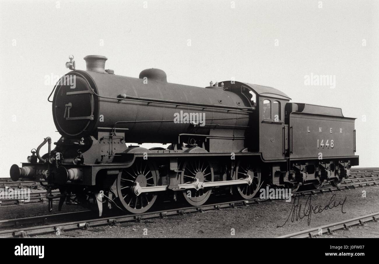 Londres y North Eastern Railway (LNER) 1448, 0-6-0 Express mercancías motor, Darlington, firmado por Sir Nigel Gresley Foto de stock