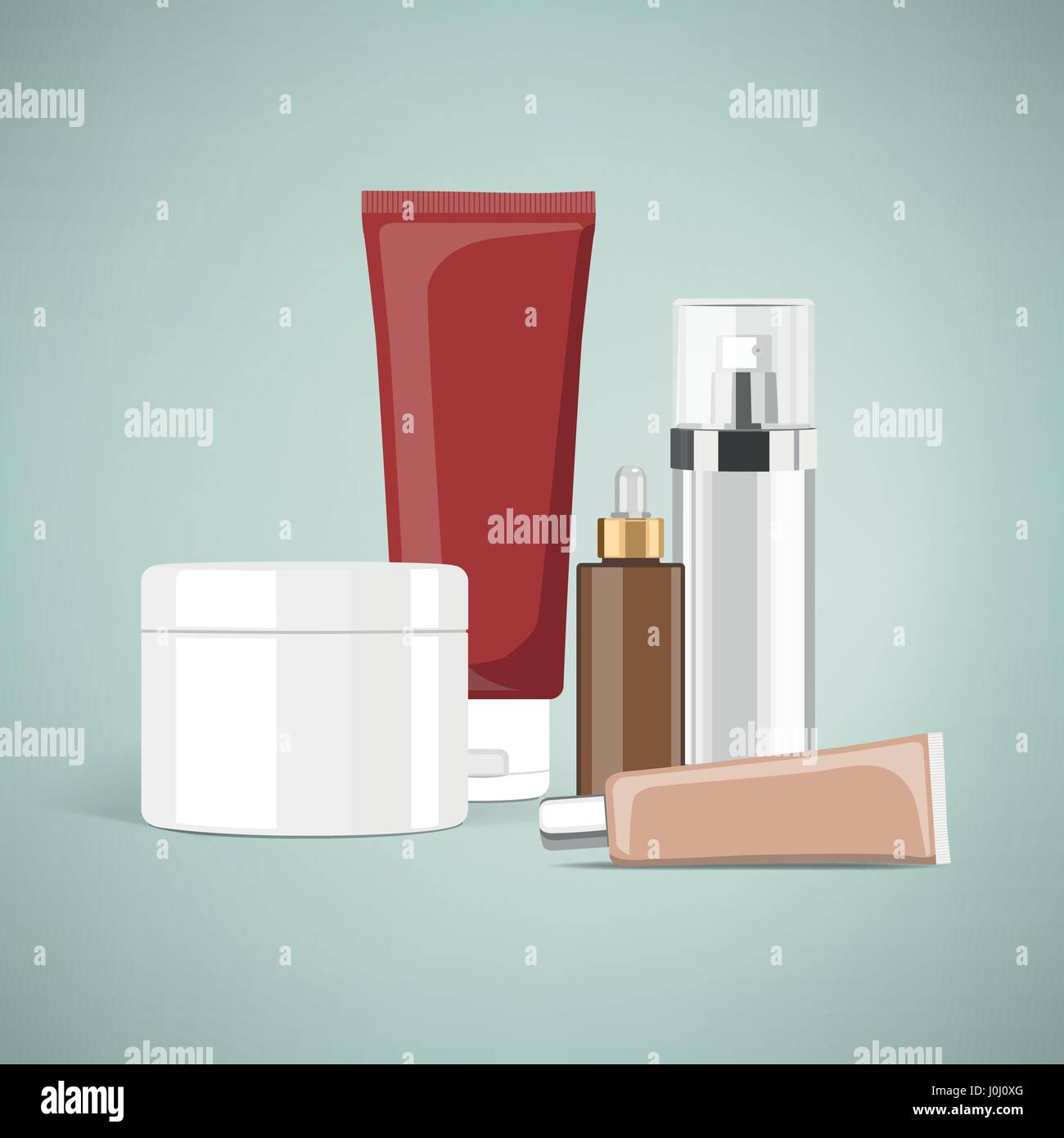 Productos cosméticos y cremas envasado con etiqueta en blanco Ilustración del Vector