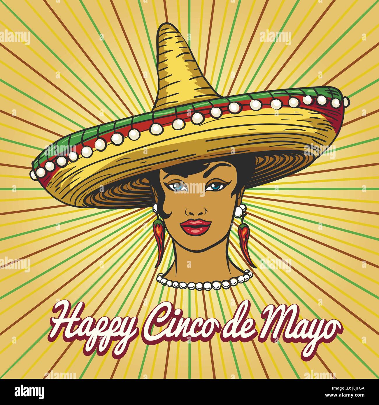 El Cinco de Mayo cartel con mujer con sombrero. Fiesta Mexicana del Cinco  de Mayo la plantilla de diseño. Ilustración vectorial Imagen Vector de  stock - Alamy