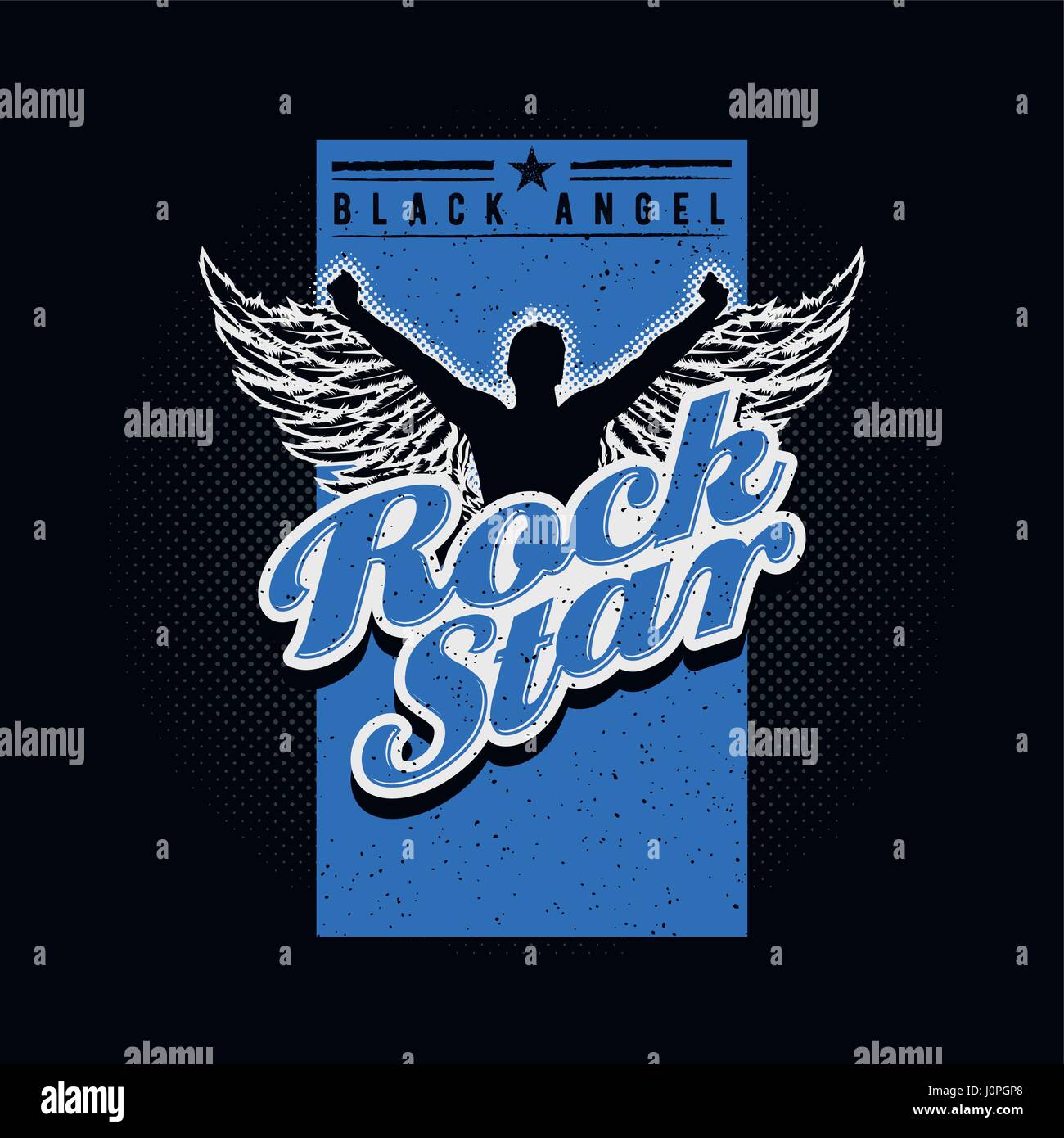 Rock Star diseño tipográfico para t-shirt de impresión o todos los diseños gráficos. Colores planos globales. Layered ilustración vectorial. Ilustración del Vector