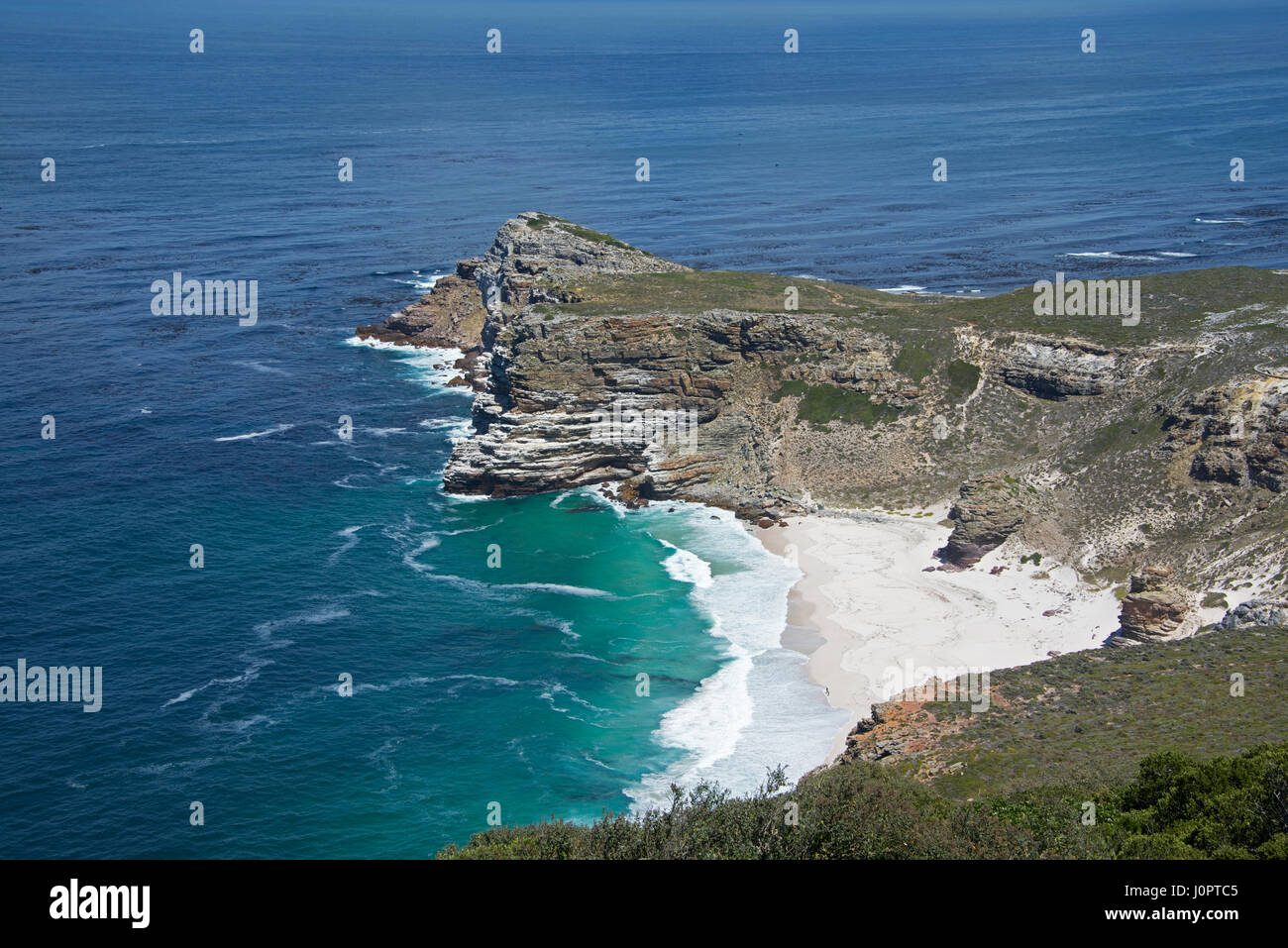 Y la cabecera de playa en Cape Point Cabo de Buena Esperanza, Sudáfrica Foto de stock