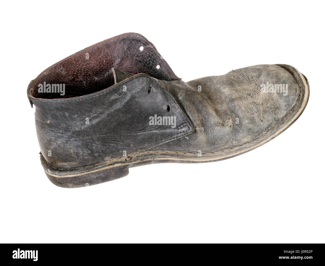 Zapato de trabajo antigua del hombre. No encaje. Foto de stock