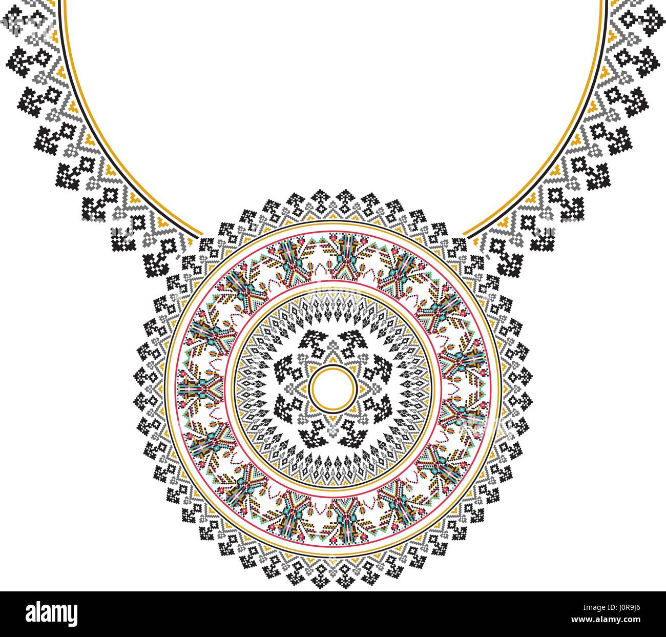Collar étnico vectorial Bordado para la moda mujer. Píxel Imprimir patrón  tribal o joyas, diseño de páginas web Imagen Vector de stock - Alamy