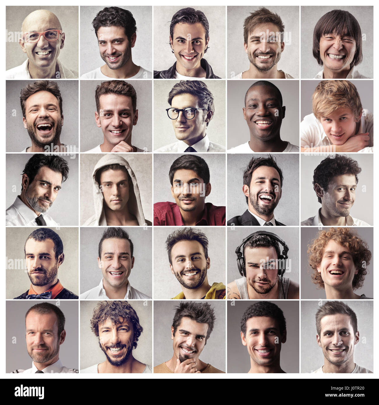 Collage de 25 retratos de hombres Fotografía de stock - Alamy