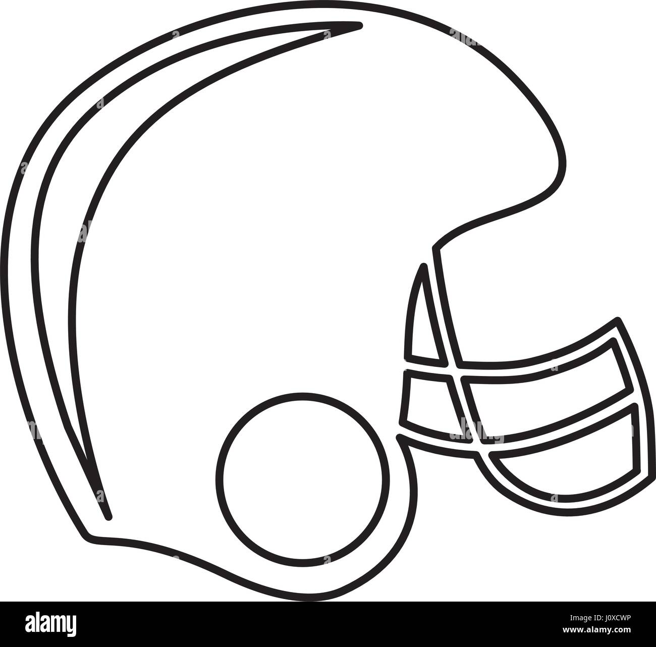 Monocromo el contorno del casco de fútbol americano Ilustración del Vector