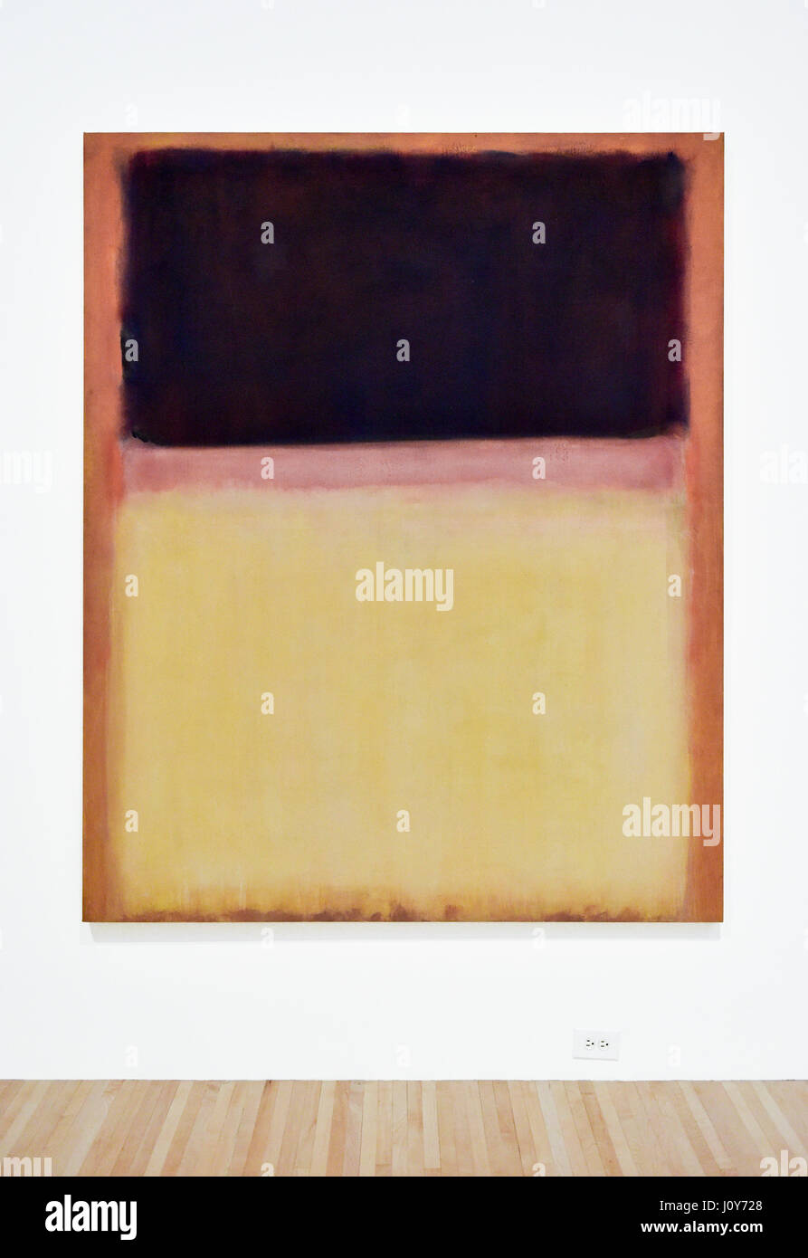 Mark Rothko, Nº 9 (en vez de la luz oscura Tierra, violeta y amarillo en Rose), 1954 - óleo sobre lona - en exhibición en la galería, el MOCA de Los Angeles, California Foto de stock