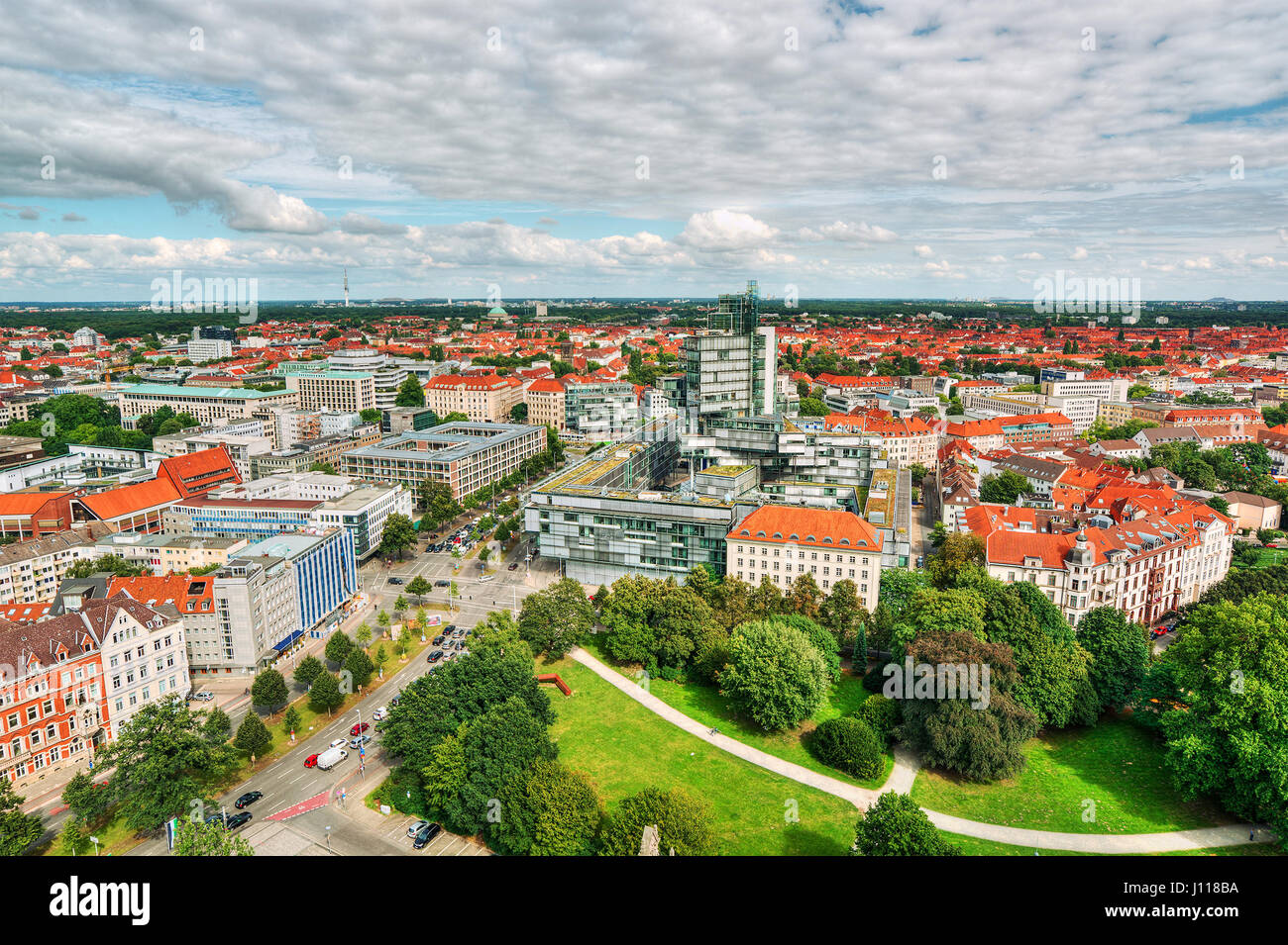 El horizonte de la ciudad de Hannover, Alemania Foto de stock