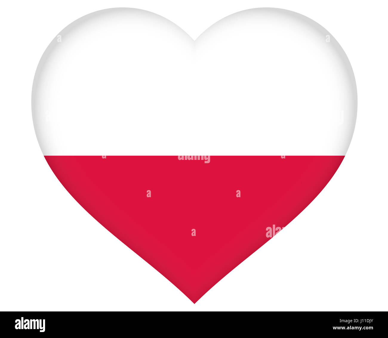 Ilustración de la bandera de Polonia con forma de corazón Foto de stock
