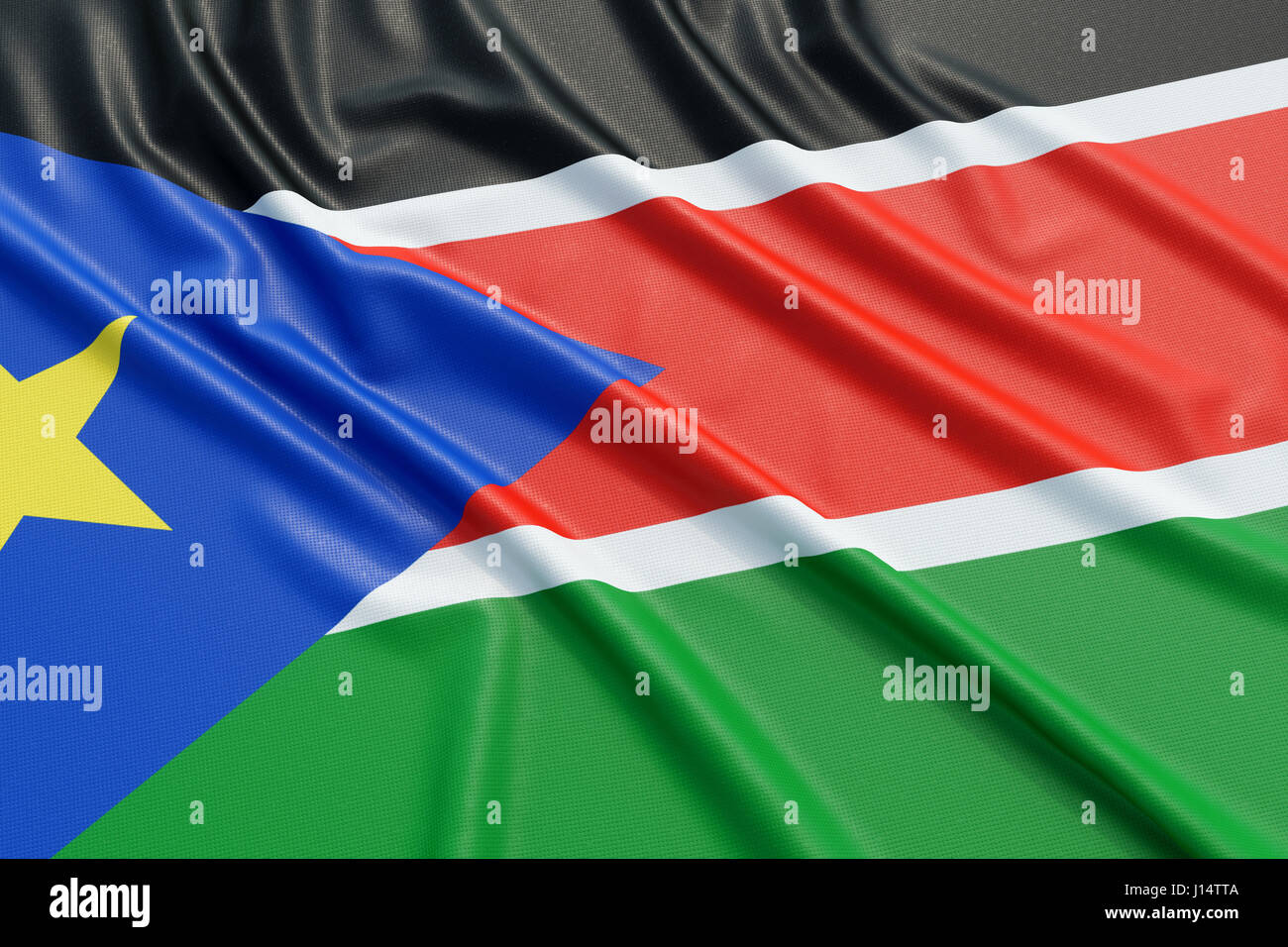 Bandera De Sudán Del Sur Estructura Ondulada Alta Textura Detallada Ilustración 3d Rendering