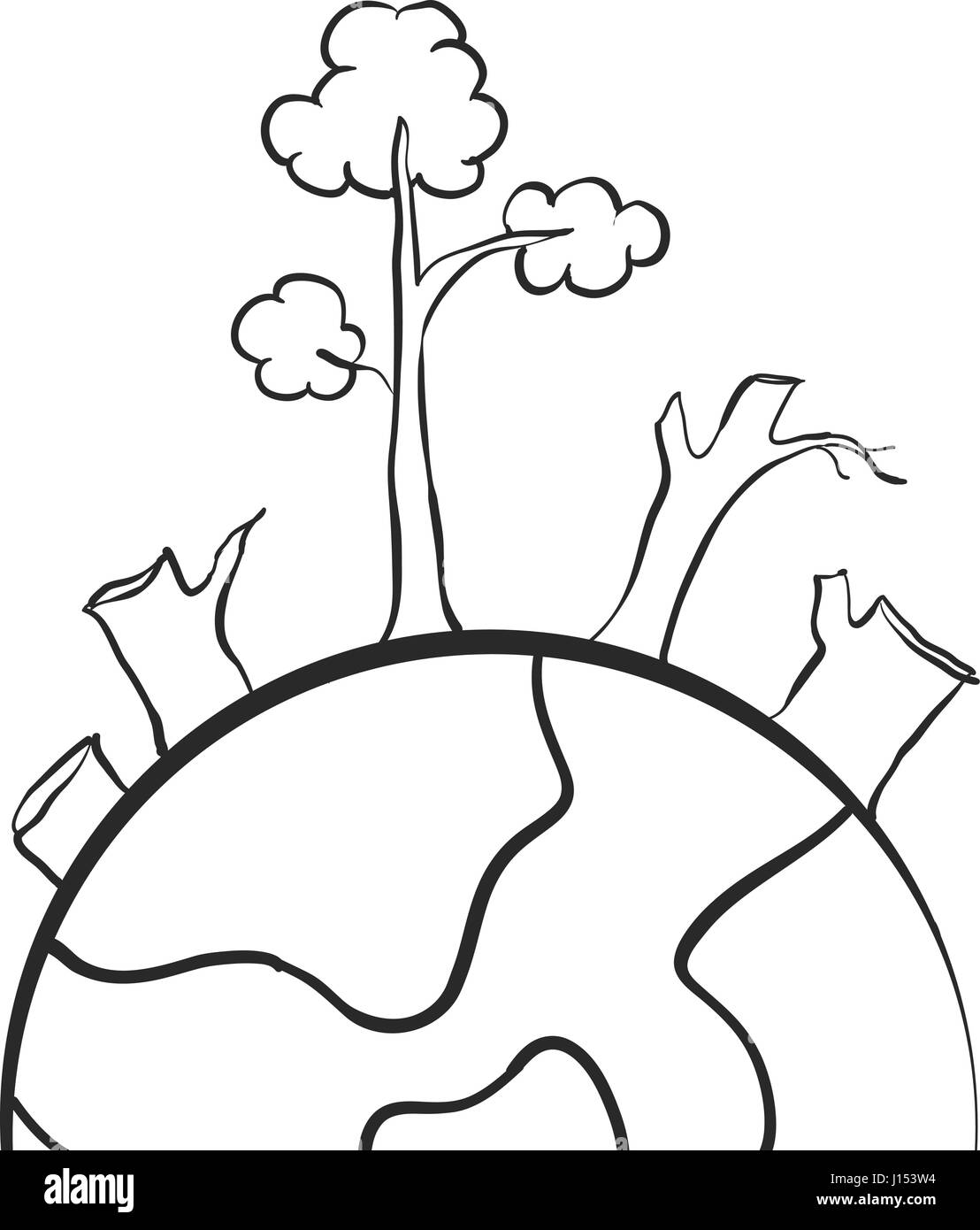 Limpiar el bosque mundo dibujar a mano Imagen Vector de stock Alamy