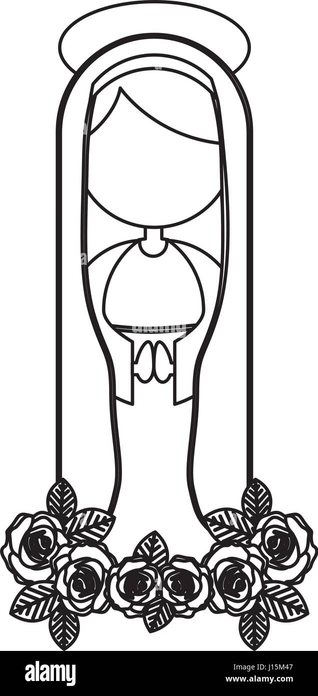 Silueta figura fasceless virgen María dibujos animados con aureola de  corona de rosas Imagen Vector de stock - Alamy