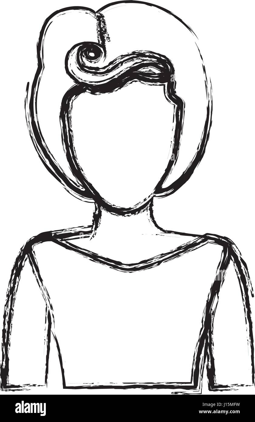 Dibujo silueta borrosa sin rostro de mujer de medio cuerpo con ochenta  peinado Imagen Vector de stock - Alamy