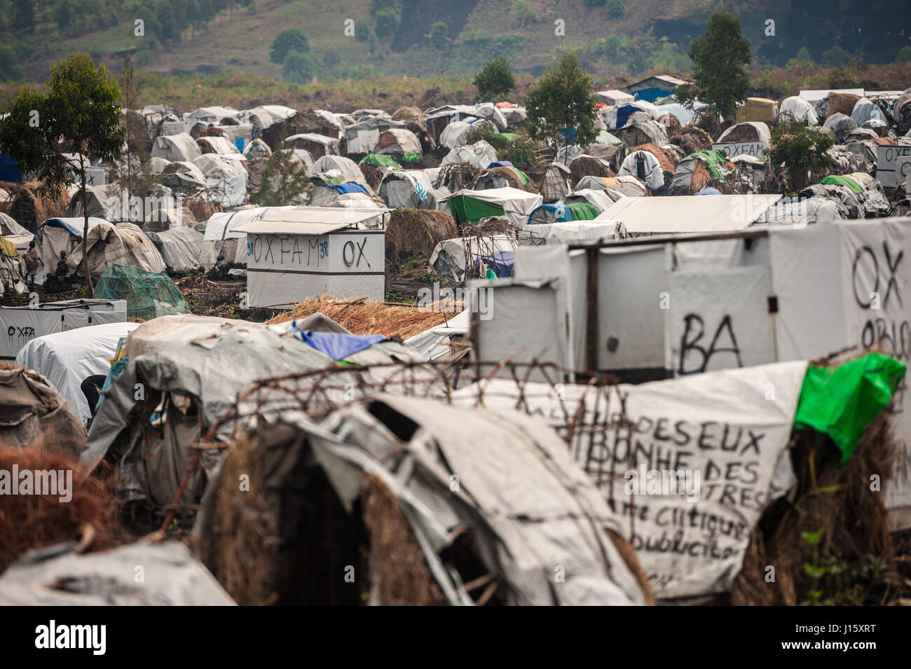 Un campamento para personas desplazadas internamente (PDI), cerca de Goma, en la región oriental de la República Democrática del Congo Foto de stock