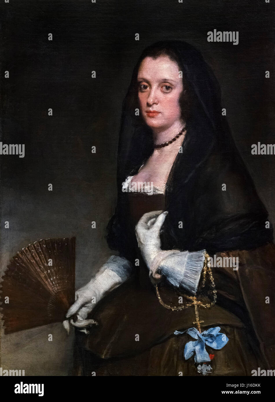 Velázquez. "La dama con un ventilador' de Diego Velázquez (1599-1660), óleo sobre lienzo, c.1640 Foto de stock