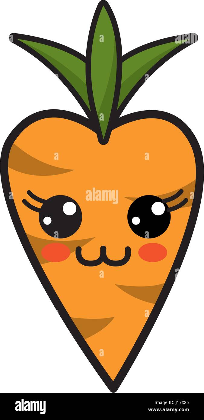 Kawaii cute feliz vegetales zanahoria Imagen Vector de stock - Alamy