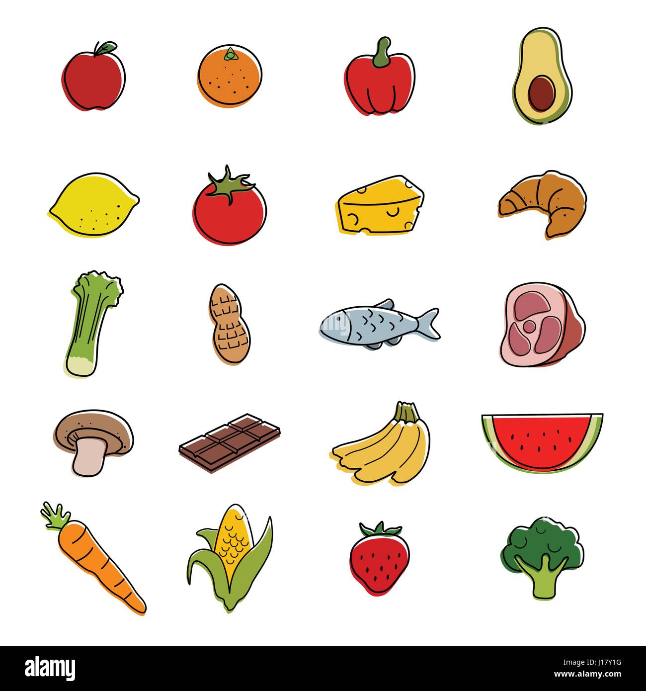 Una Ilustración Vectorial De Alimentos Los Conjuntos De Iconos Imagen Vector De Stock Alamy 2185