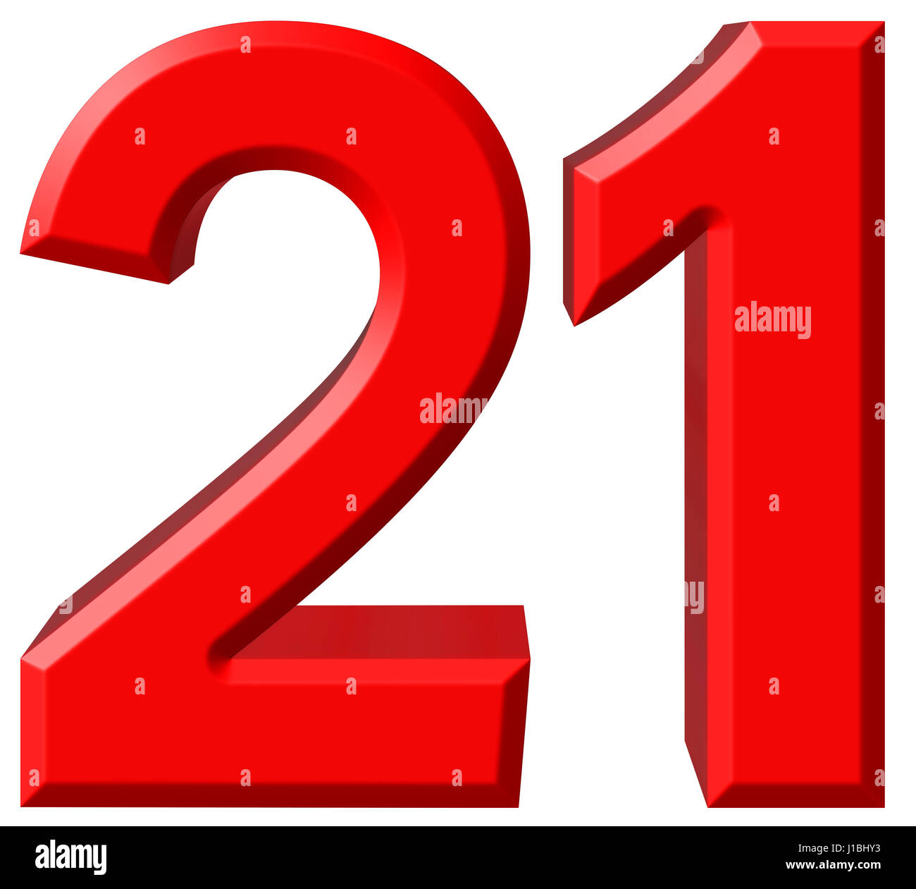 21, numeral 21, aislado sobre fondo blanco, 3D Render Fotografía de ...