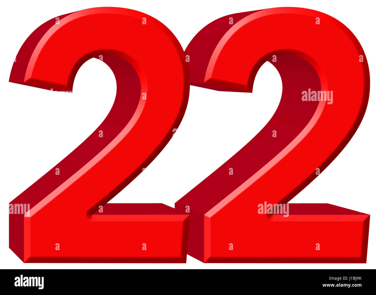 22 Numeral 22 Aislado Sobre Fondo Blanco 3d Render Foto