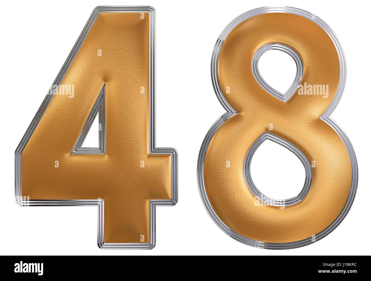 48, numeral 48, aislado sobre fondo blanco, 3D Render Foto de stock