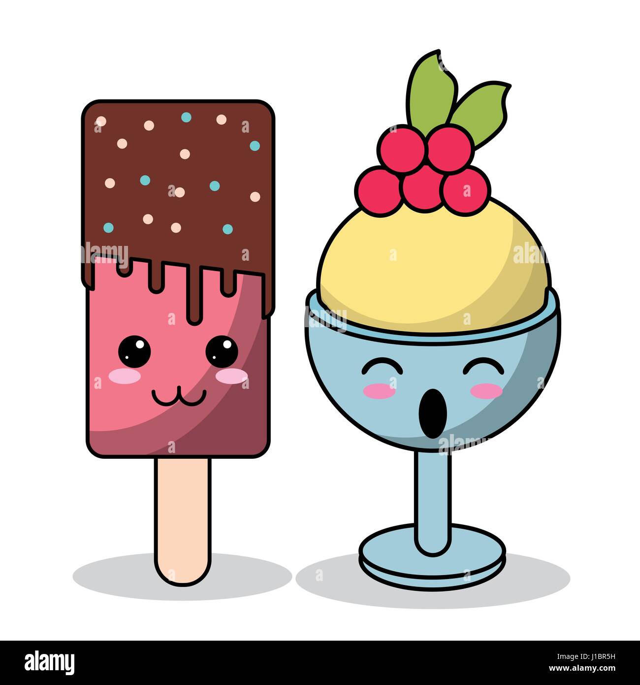 Kawaii helado vaso con hielo imagen pop Imagen Vector de stock - Alamy