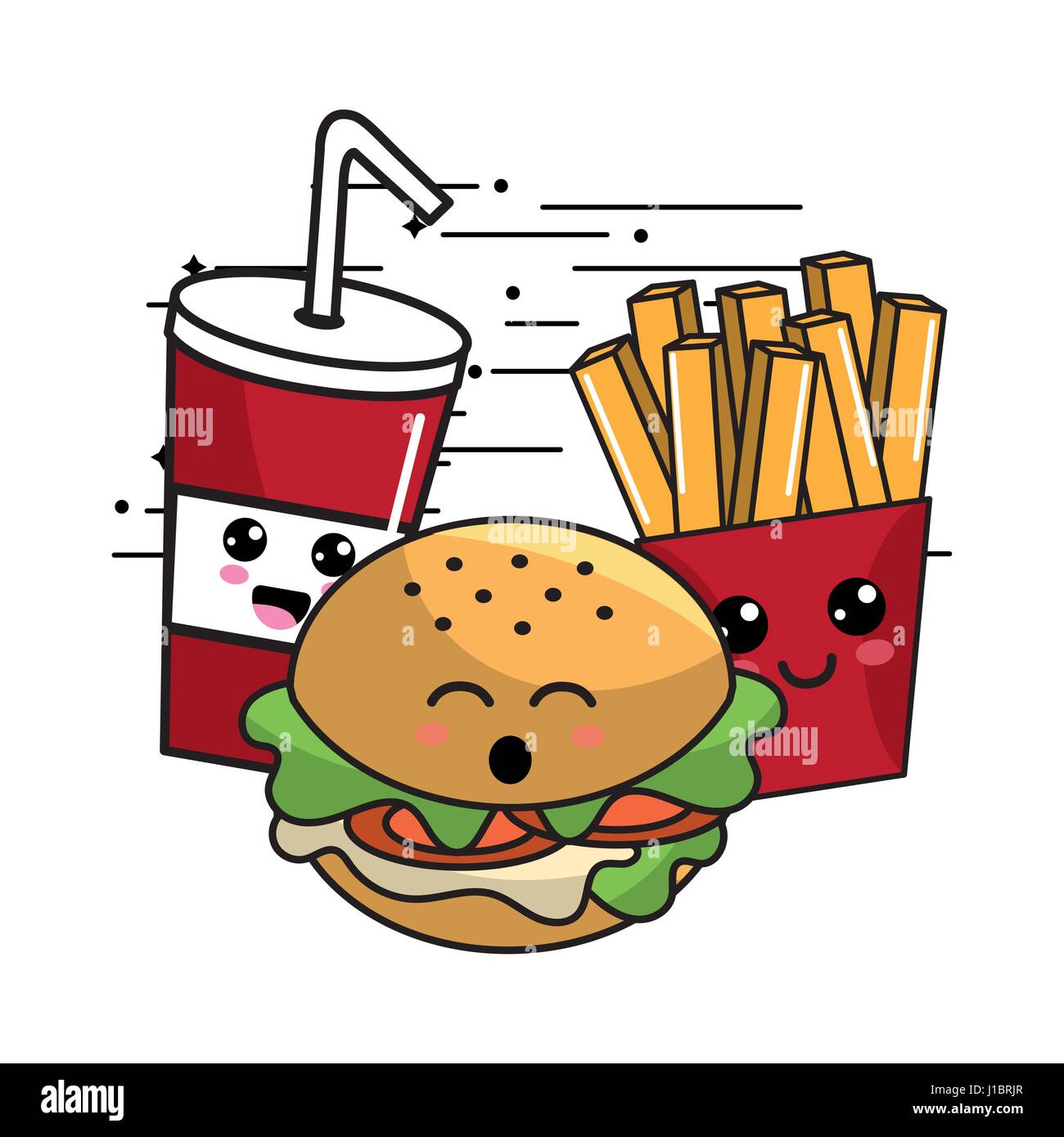 Kawaii burger fast food icon Imágenes vectoriales de stock - Alamy