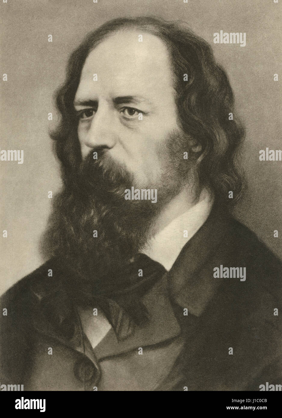 Alfred Lord Tennyson (1809-92), señaló el poeta inglés, Retrato Foto de stock