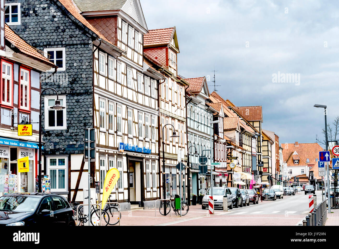 Luechow, Baja Sajonia, escena callejera; Lüchow im Wendland, Niedersachsen Foto de stock