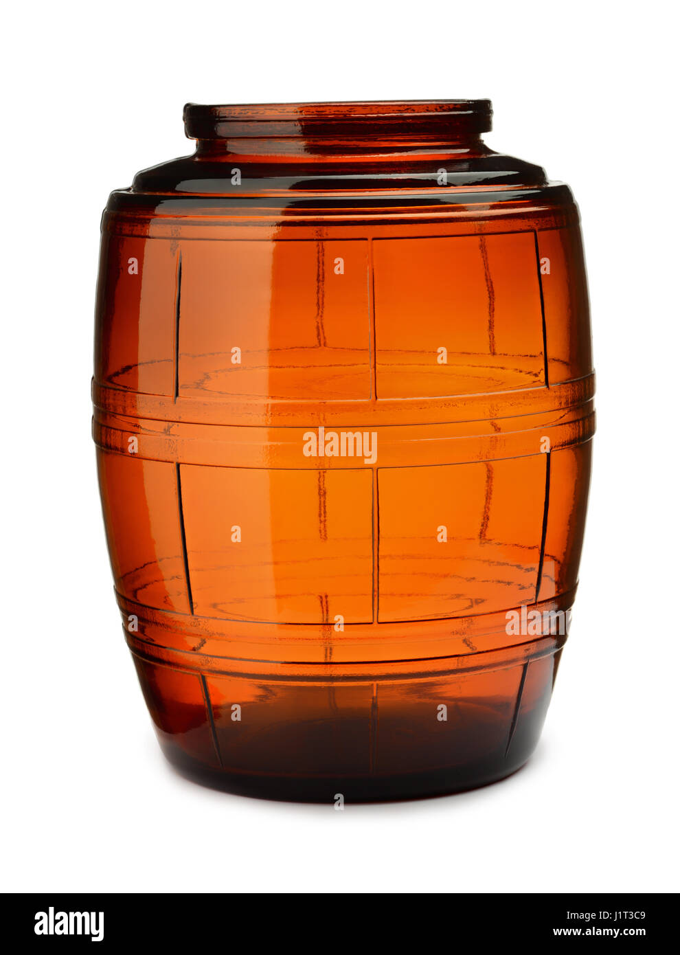 Antigua jarra de cristal marrón vacío aislado en blanco Foto de stock