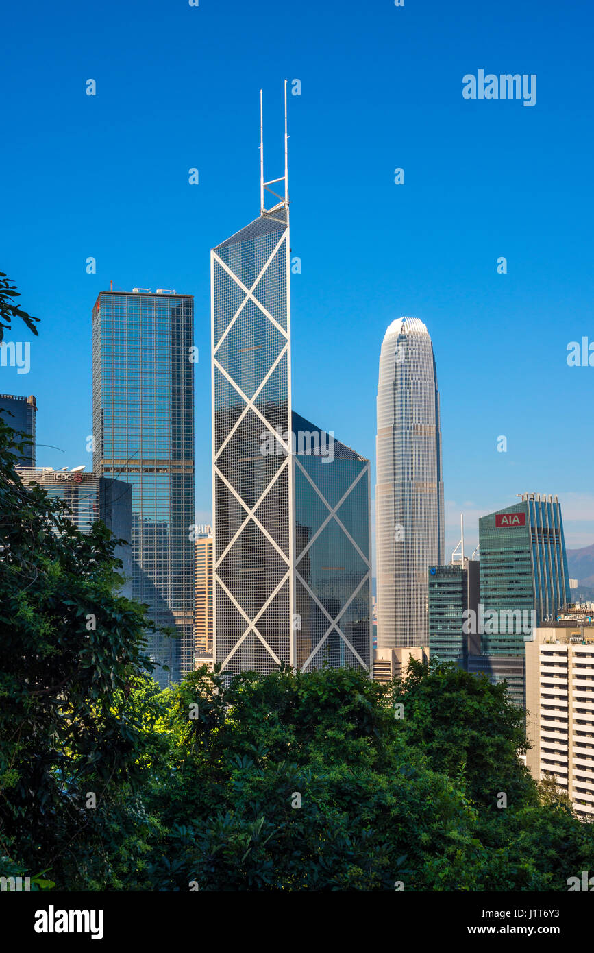 El Distrito Central de Negocios de Hong Kong Skyline Foto de stock