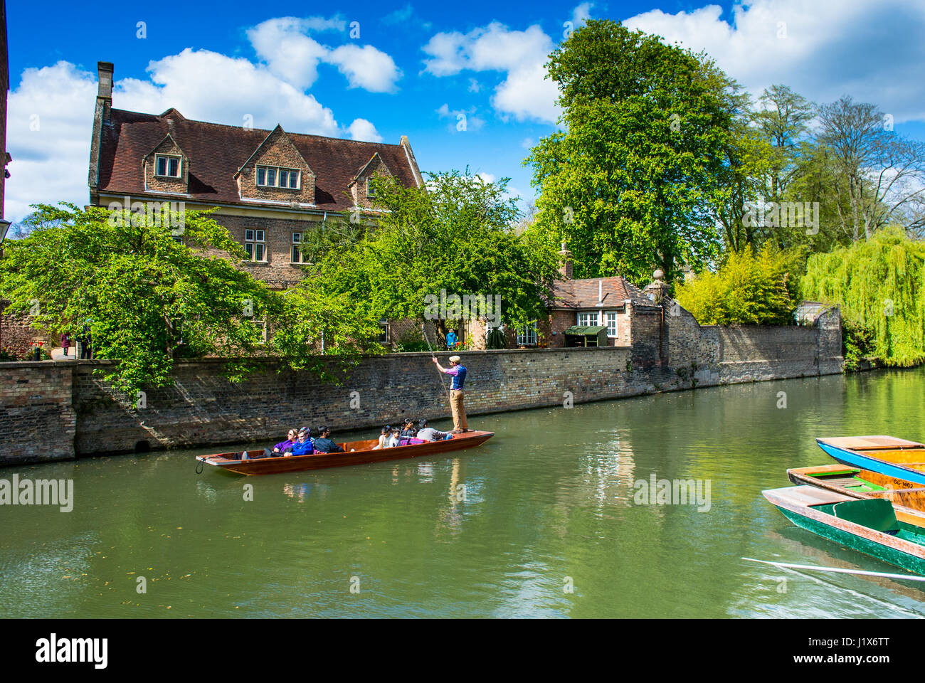 Remar en un río en Cambridge, Inglaterra Foto de stock