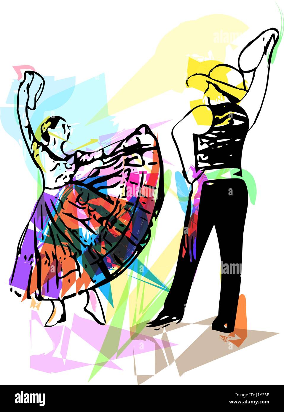 Ilustración de la pareja de bailarines. Ilustración vectorial Imagen Vector de stock - Alamy Ilustración de la pareja de bailarines. Ilustración vectorial Imagen Vector de stock - Alamy
