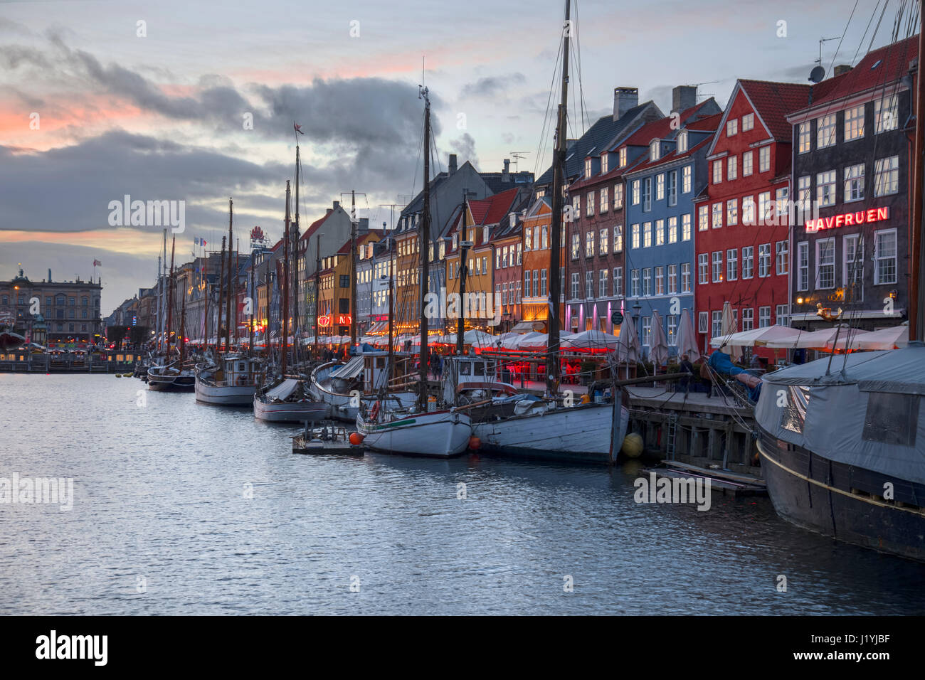 Nyhavn, Copenhague, Dinamarca, Escandinavia Foto de stock