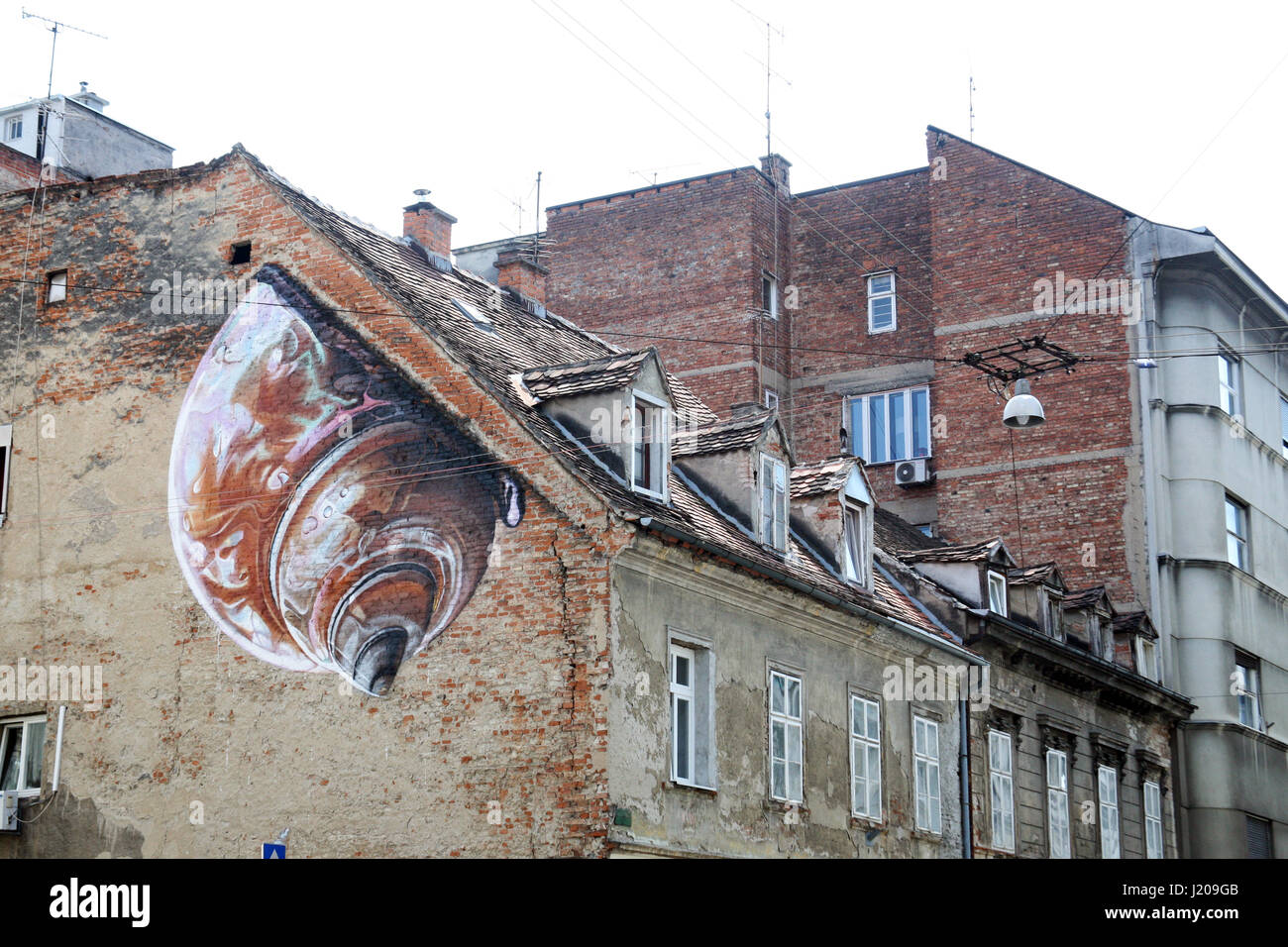 Calles de Zagreb,elegantes fachadas pintadas,Croacia,Europa,2 Foto de stock