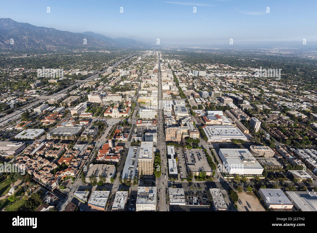 Vista aérea de Colorado Bl en Pasadena, California. Foto de stock
