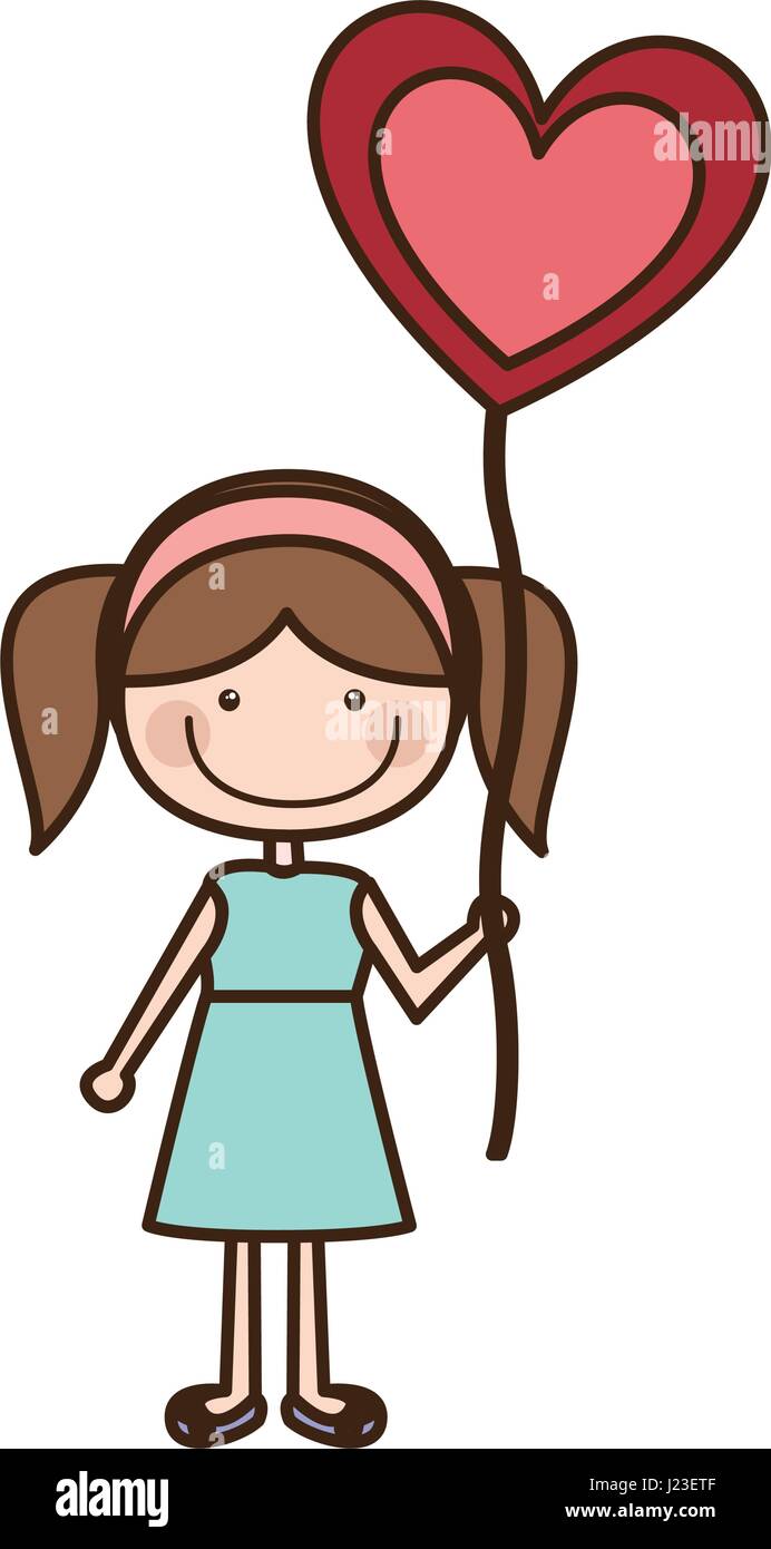 Colorido caricatura de niña sonriente en el vestido con globo en forma de corazón Imagen Vector de stock - Alamy Colorido caricatura de niña sonriente en el vestido con globo en forma de corazón Imagen Vector de stock - Alamy