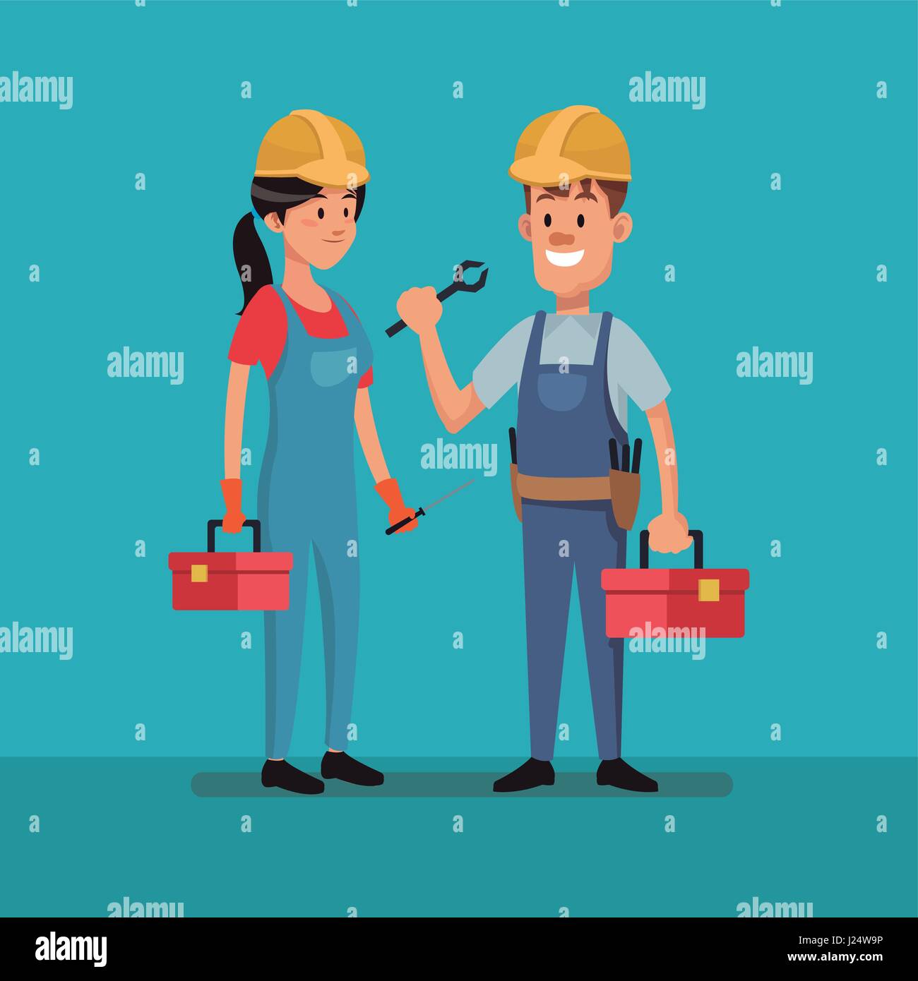 Herramientas de construcción trabajador pareja ropa día laboral Imagen  Vector de stock - Alamy
