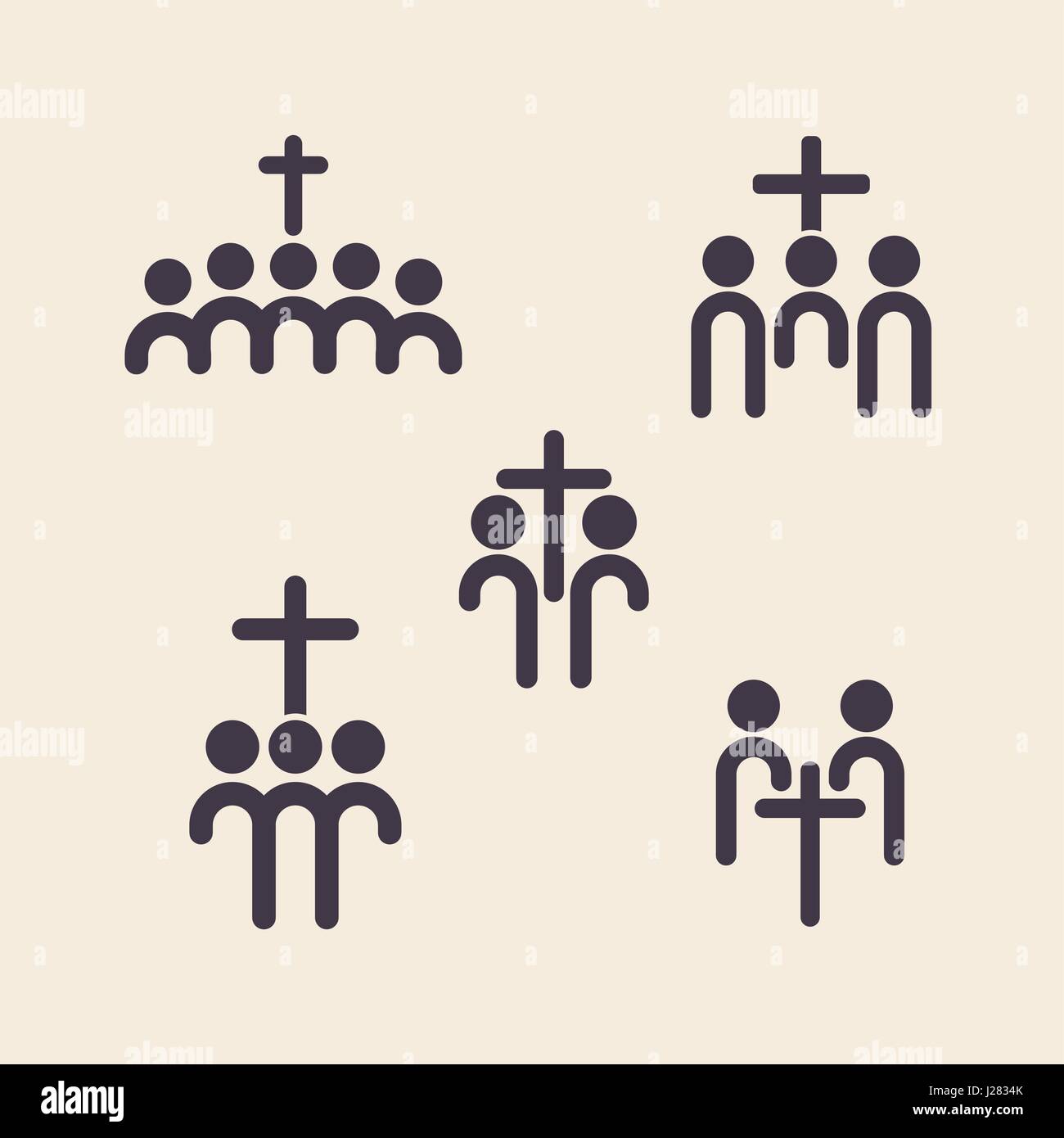 Logotipo de la Iglesia. Los miembros de la Iglesia en el nombre de Cristo. Ilustración del Vector