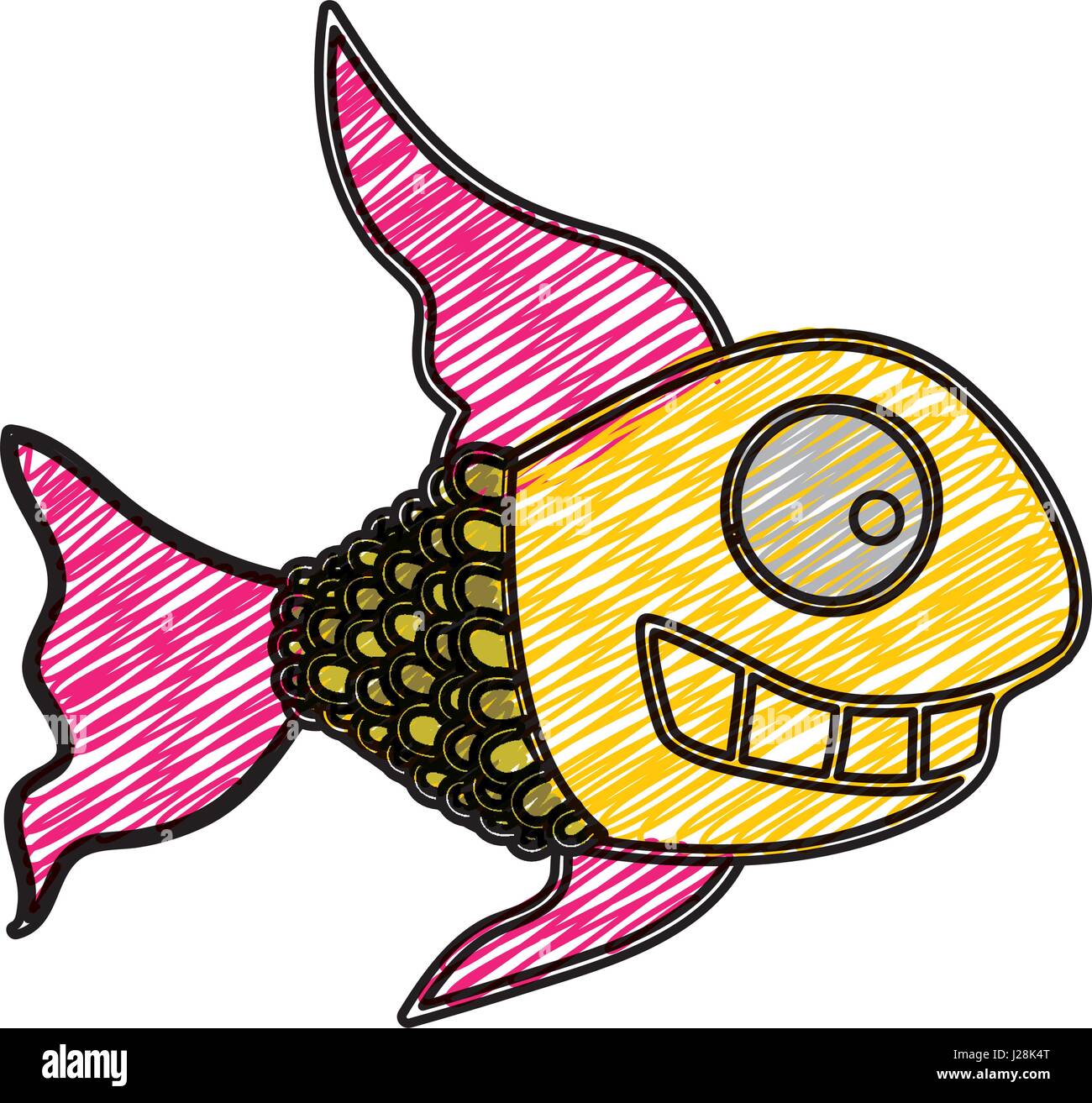 Dibujo a Lápiz de color de peces con aletas largas Imagen Vector de stock -  Alamy