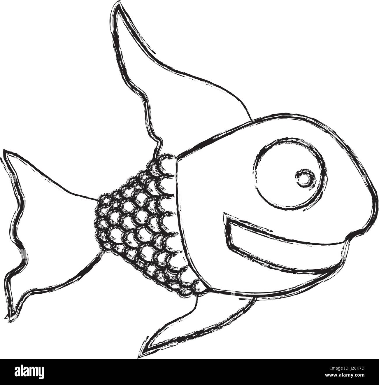 Dibujo monocromo de peces con aletas largas Imagen Vector de stock - Alamy