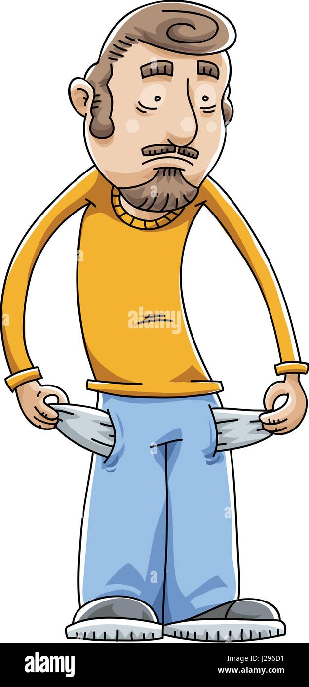 Un hombre saca su caricatura rompió los bolsillos vacíos por dentro y por  fuera Imagen Vector de stock - Alamy
