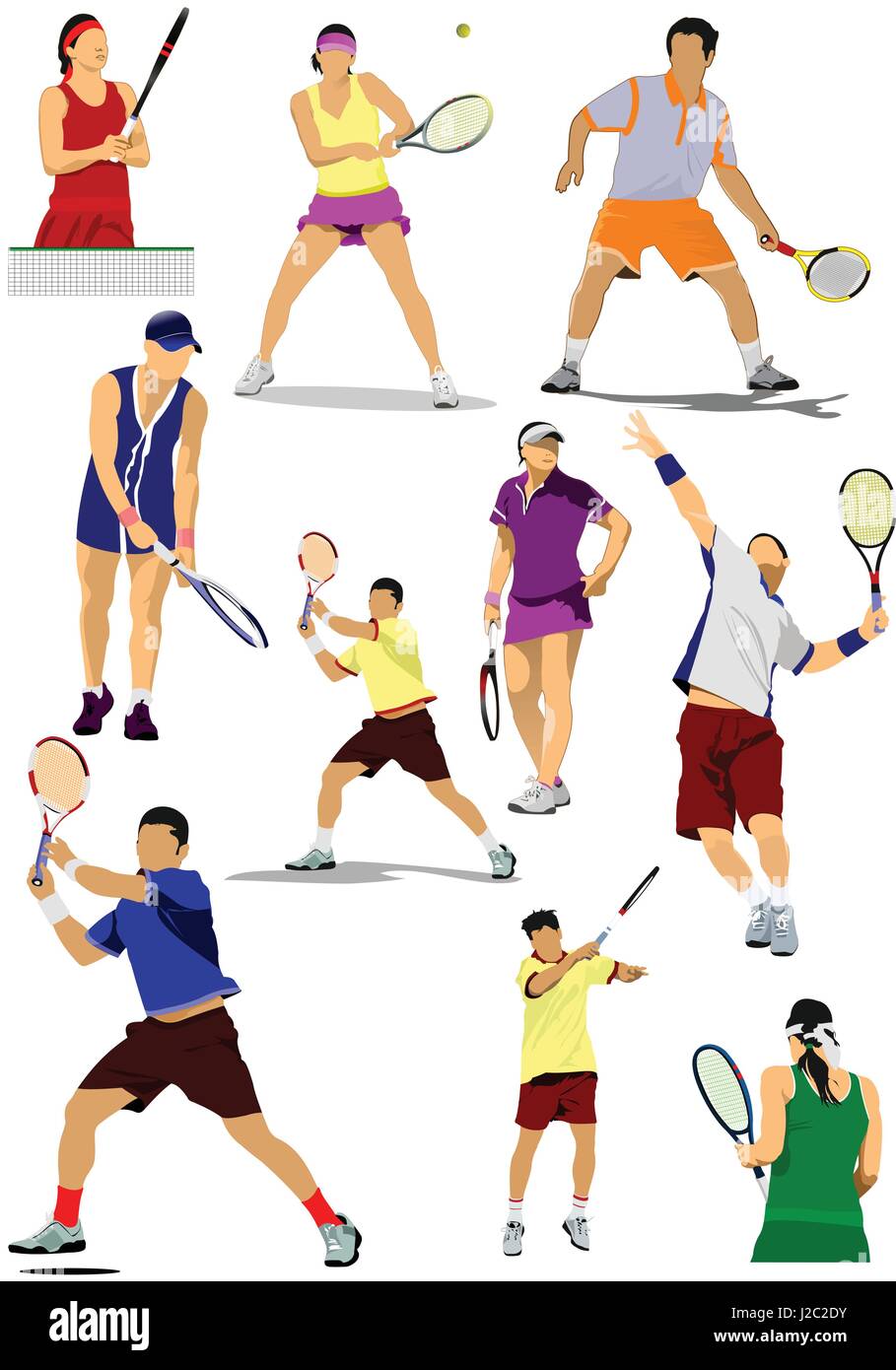 jugadores de tenis Ilustración del Vector